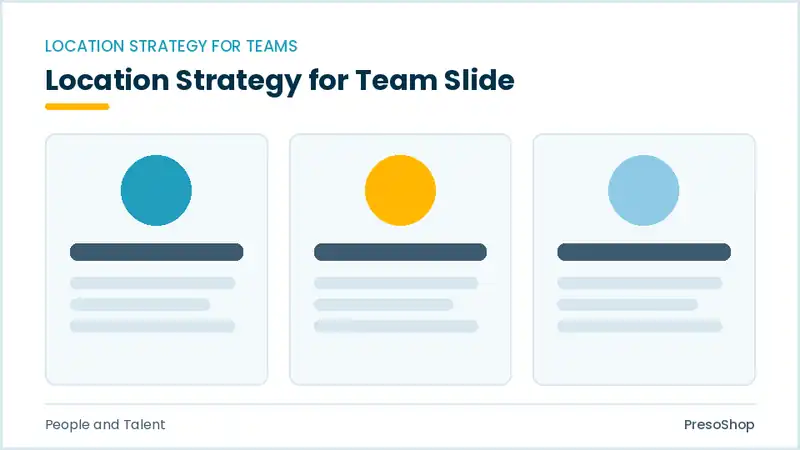 Editable PowerPoint location strategy for team slide template, built from recolourable native shapes for people and talent decks