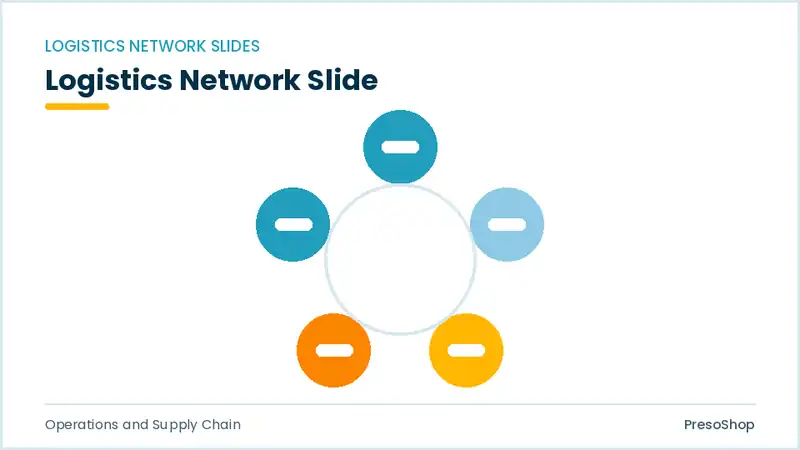 Editable PowerPoint logistics network slide template, built from recolourable native shapes for operations and supply chain decks