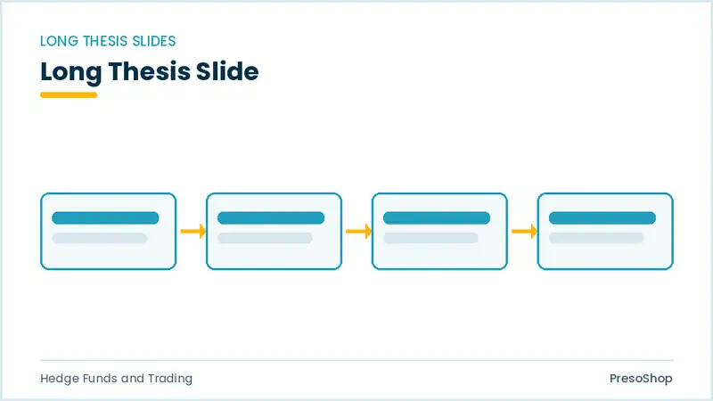 Editable PowerPoint long thesis slide template, built from recolourable native shapes for hedge funds and trading decks
