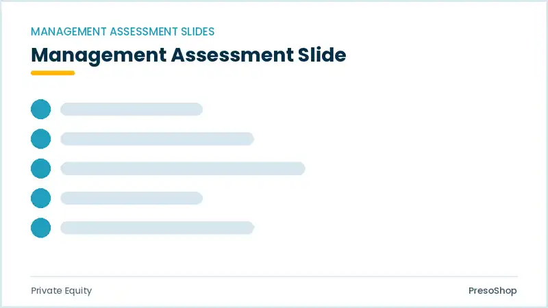 Editable PowerPoint management assessment slide template, built from recolourable native shapes for private equity decks