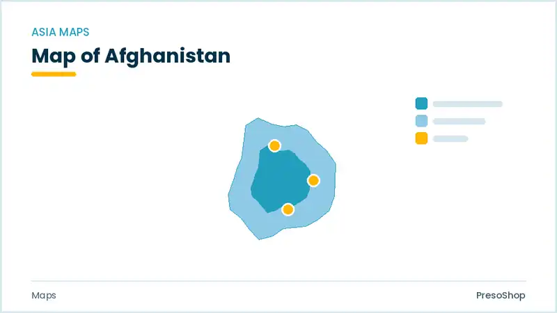 Editable PowerPoint outline map of Afghanistan in Asia, drawn as recolourable vector shapes for market and territory slides