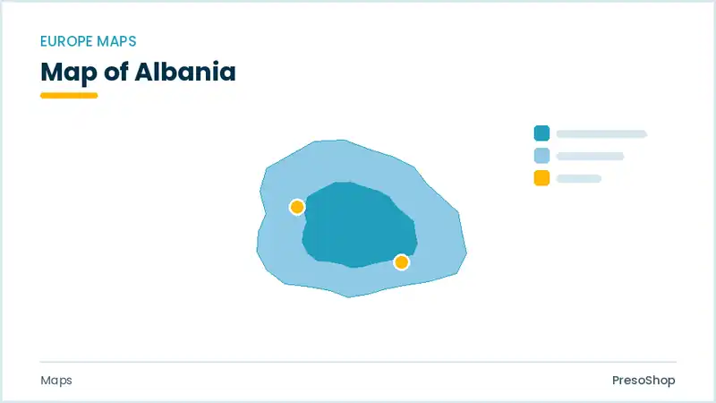 Editable PowerPoint outline map of Albania in Europe, drawn as recolourable vector shapes for market and territory slides