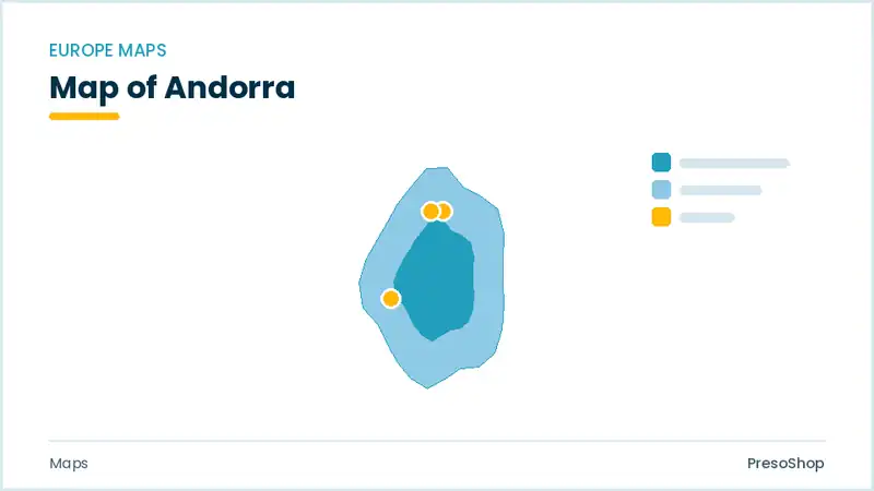 Editable PowerPoint outline map of Andorra in Europe, drawn as recolourable vector shapes for market and territory slides