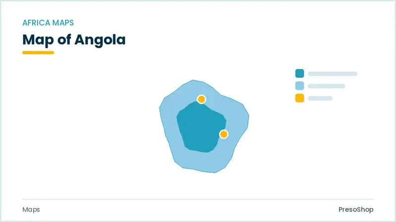 Editable PowerPoint outline map of Angola in Africa, drawn as recolourable vector shapes for market and territory slides