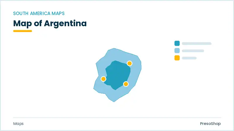 Editable PowerPoint outline map of Argentina in South America, drawn as recolourable vector shapes for market and territory slides