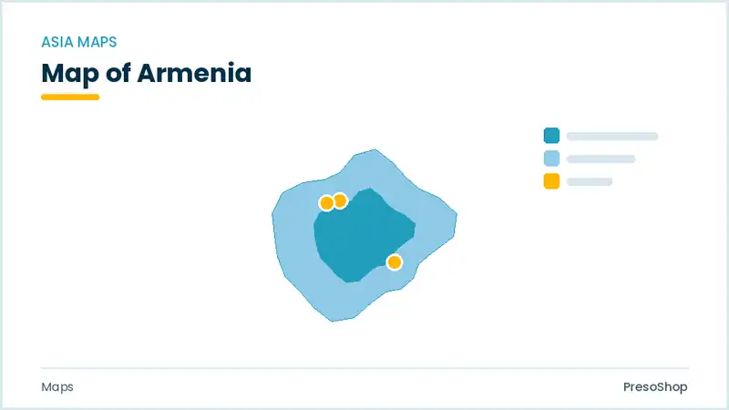 Editable PowerPoint outline map of Armenia in Asia, drawn as recolourable vector shapes for market and territory slides