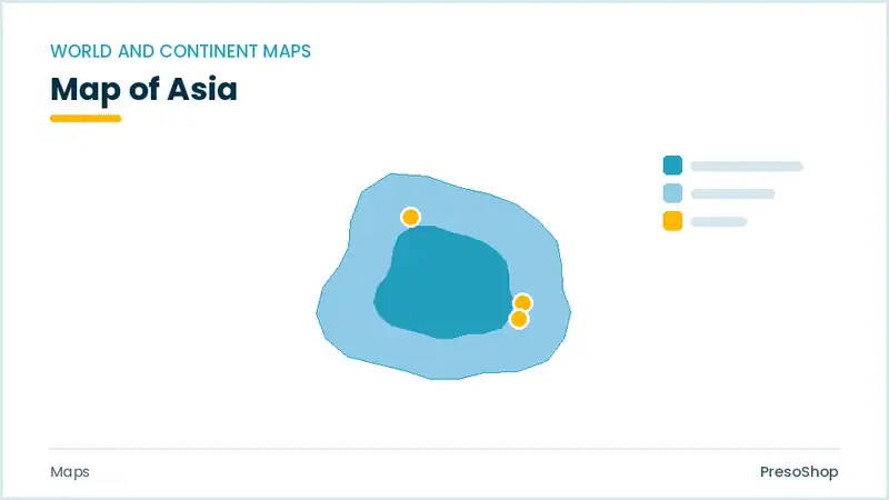 Editable PowerPoint asia map with each region as a separate recolourable vector shape