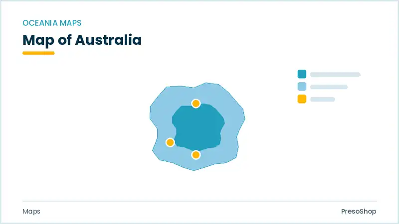Editable PowerPoint outline map of Australia in Oceania, drawn as recolourable vector shapes for market and territory slides