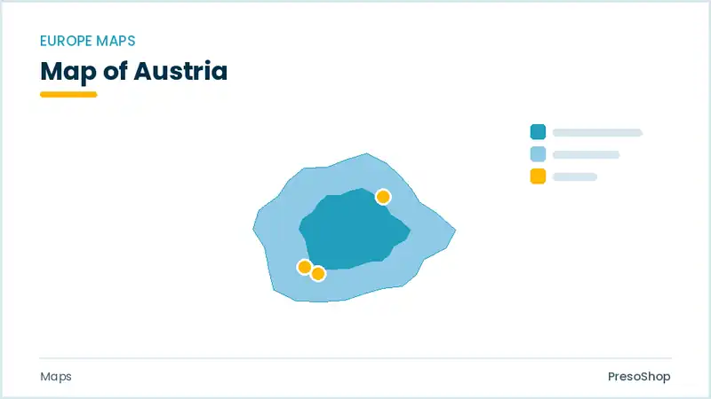 Editable PowerPoint outline map of Austria in Europe, drawn as recolourable vector shapes for market and territory slides
