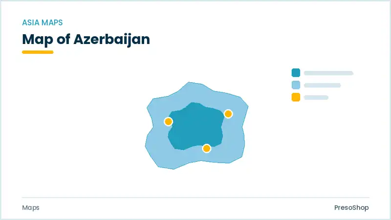 Editable PowerPoint outline map of Azerbaijan in Asia, drawn as recolourable vector shapes for market and territory slides