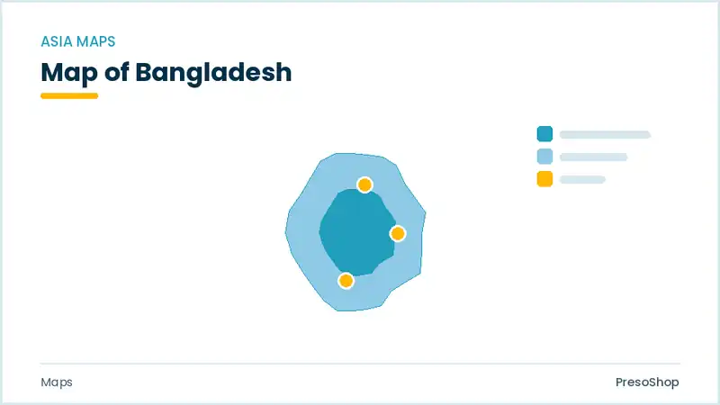 Editable PowerPoint outline map of Bangladesh in Asia, drawn as recolourable vector shapes for market and territory slides
