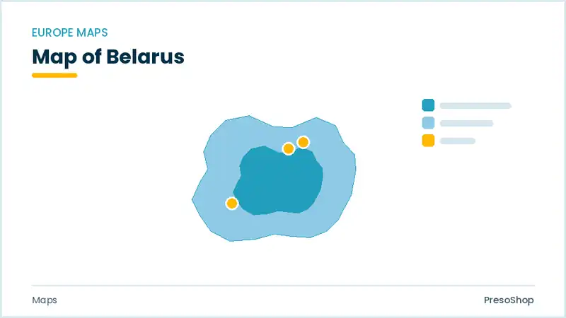 Editable PowerPoint outline map of Belarus in Europe, drawn as recolourable vector shapes for market and territory slides