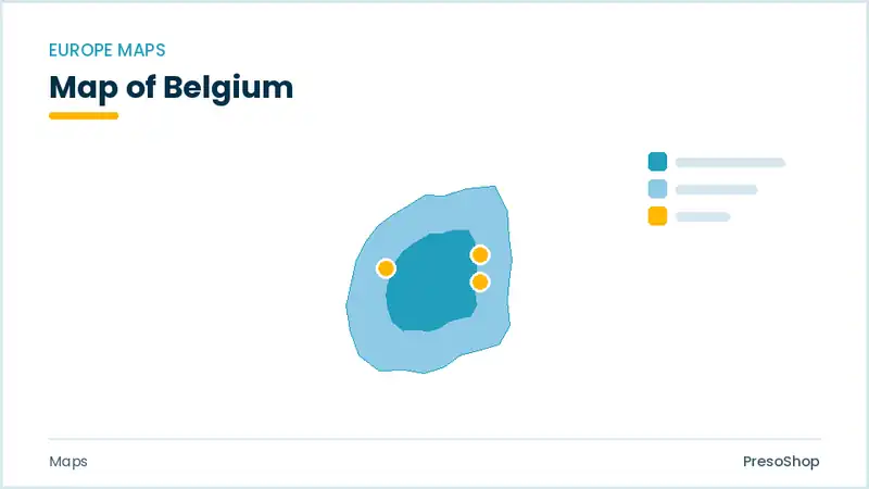 Editable PowerPoint outline map of Belgium in Europe, drawn as recolourable vector shapes for market and territory slides