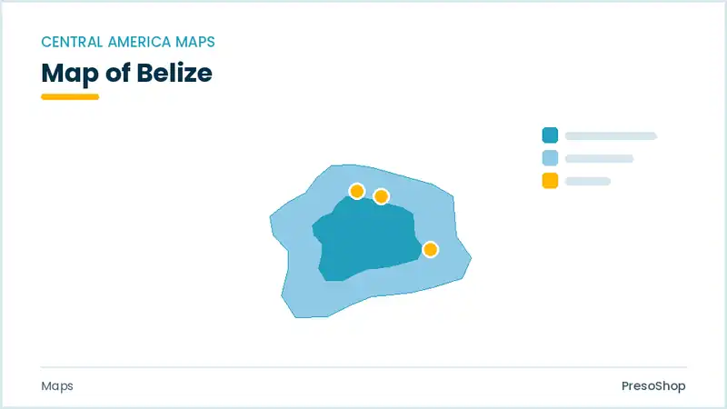 Editable PowerPoint outline map of Belize in Central America, drawn as recolourable vector shapes for market and territory slides