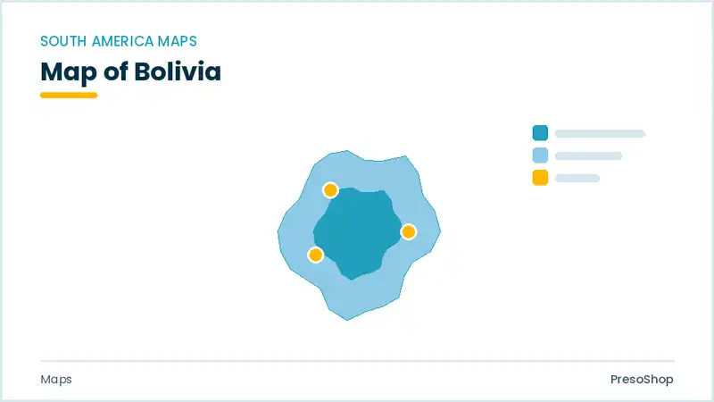 Editable PowerPoint outline map of Bolivia in South America, drawn as recolourable vector shapes for market and territory slides