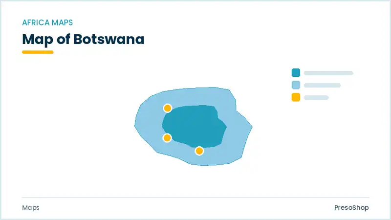 Editable PowerPoint outline map of Botswana in Africa, drawn as recolourable vector shapes for market and territory slides
