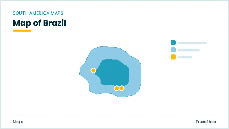 Editable PowerPoint outline map of Brazil in South America, drawn as recolourable vector shapes for market and territory slides
