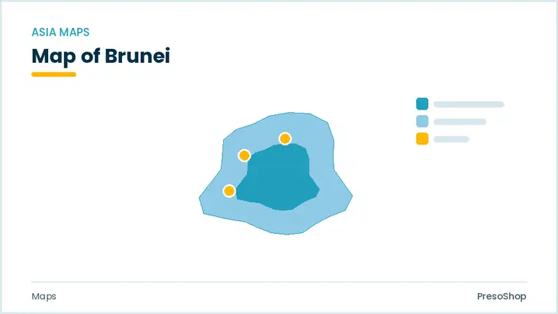Editable PowerPoint outline map of Brunei in Asia, drawn as recolourable vector shapes for market and territory slides