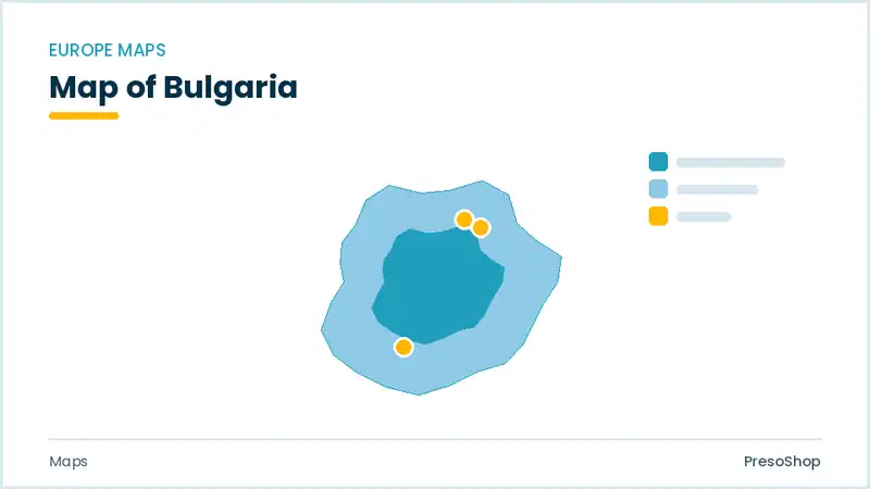 Editable PowerPoint outline map of Bulgaria in Europe, drawn as recolourable vector shapes for market and territory slides