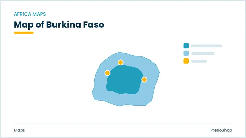 Editable PowerPoint outline map of Burkina Faso in Africa, drawn as recolourable vector shapes for market and territory slides