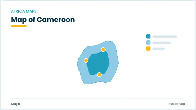 Editable PowerPoint outline map of Cameroon in Africa, drawn as recolourable vector shapes for market and territory slides