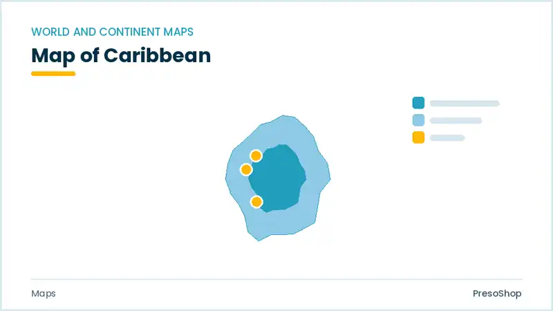 Editable PowerPoint caribbean map with each region as a separate recolourable vector shape