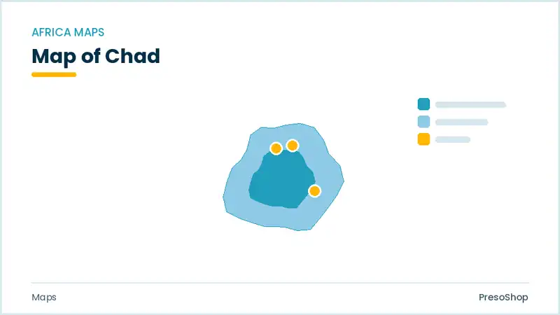 Editable PowerPoint outline map of Chad in Africa, drawn as recolourable vector shapes for market and territory slides