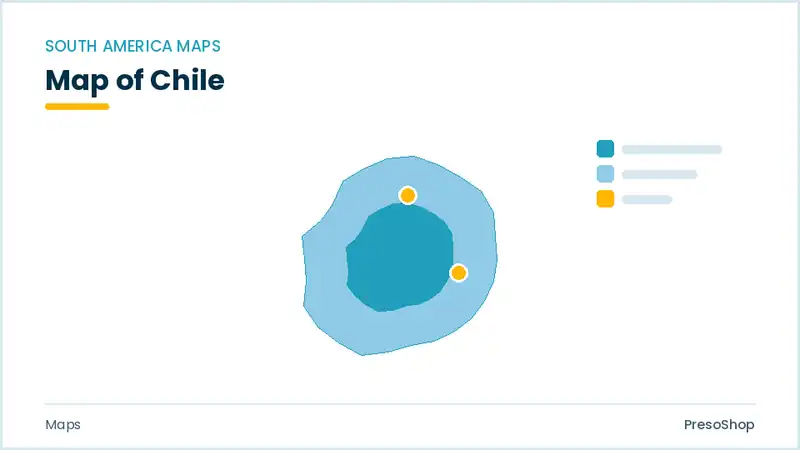 Editable PowerPoint outline map of Chile in South America, drawn as recolourable vector shapes for market and territory slides