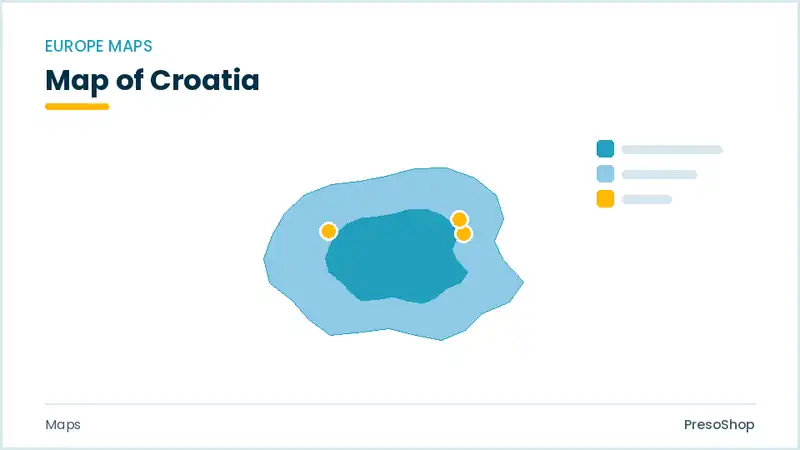 Editable PowerPoint outline map of Croatia in Europe, drawn as recolourable vector shapes for market and territory slides