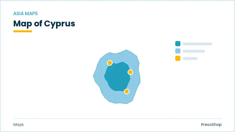 Editable PowerPoint outline map of Cyprus in Asia, drawn as recolourable vector shapes for market and territory slides