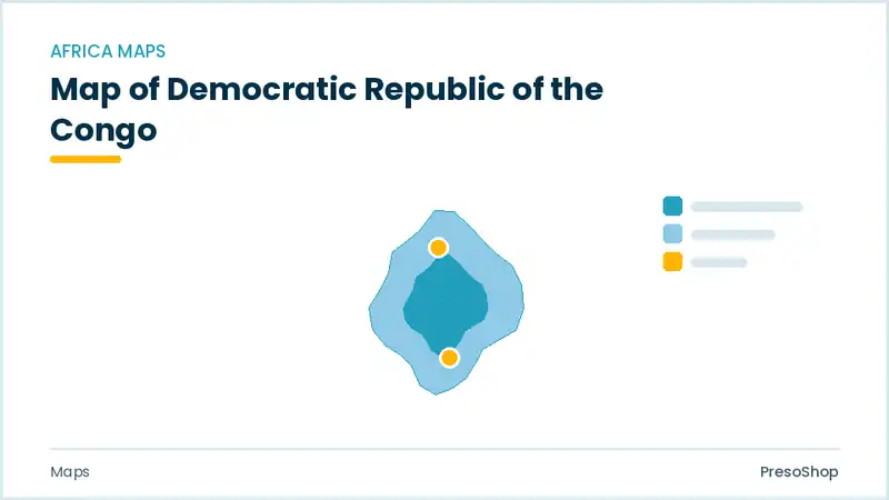 Editable PowerPoint outline map of Democratic Republic of the Congo in Africa, drawn as recolourable vector shapes for market and territory slides