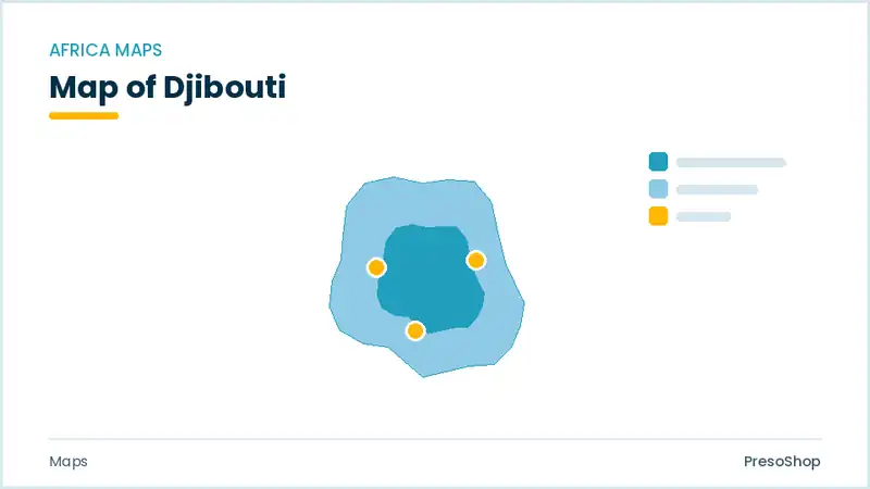 Editable PowerPoint outline map of Djibouti in Africa, drawn as recolourable vector shapes for market and territory slides