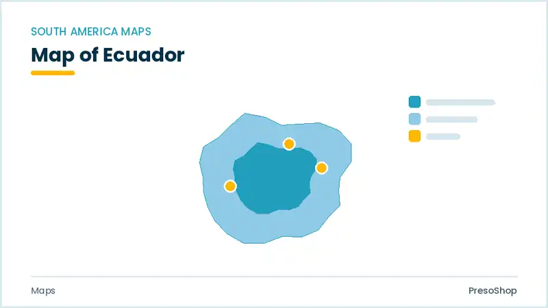 Editable PowerPoint outline map of Ecuador in South America, drawn as recolourable vector shapes for market and territory slides