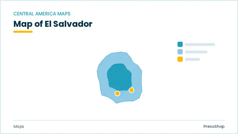 Editable PowerPoint outline map of El Salvador in Central America, drawn as recolourable vector shapes for market and territory slides