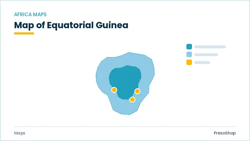 Editable PowerPoint outline map of Equatorial Guinea in Africa, drawn as recolourable vector shapes for market and territory slides