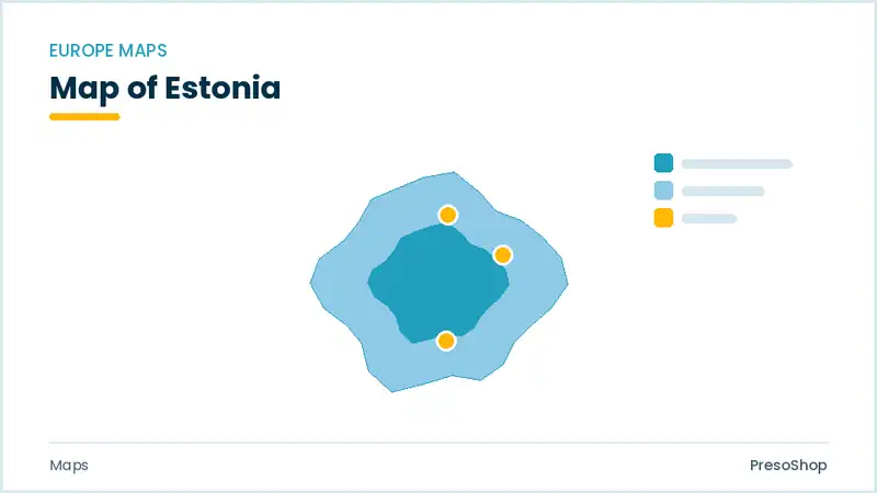 Editable PowerPoint outline map of Estonia in Europe, drawn as recolourable vector shapes for market and territory slides