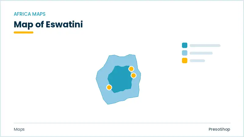 Editable PowerPoint outline map of Eswatini in Africa, drawn as recolourable vector shapes for market and territory slides
