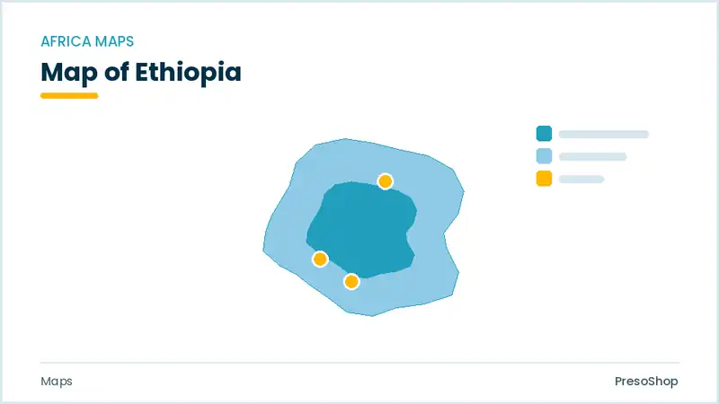 Editable PowerPoint outline map of Ethiopia in Africa, drawn as recolourable vector shapes for market and territory slides