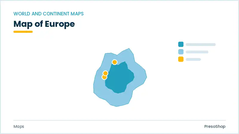 Editable PowerPoint europe map with each region as a separate recolourable vector shape