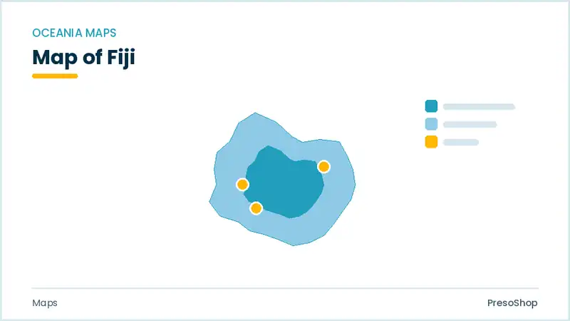 Editable PowerPoint outline map of Fiji in Oceania, drawn as recolourable vector shapes for market and territory slides