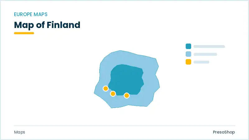 Editable PowerPoint outline map of Finland in Europe, drawn as recolourable vector shapes for market and territory slides