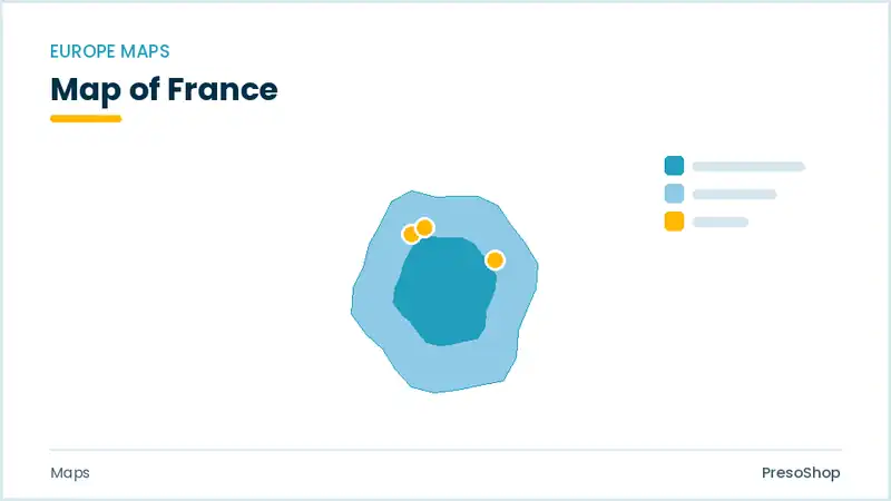 Editable PowerPoint outline map of France in Europe, drawn as recolourable vector shapes for market and territory slides