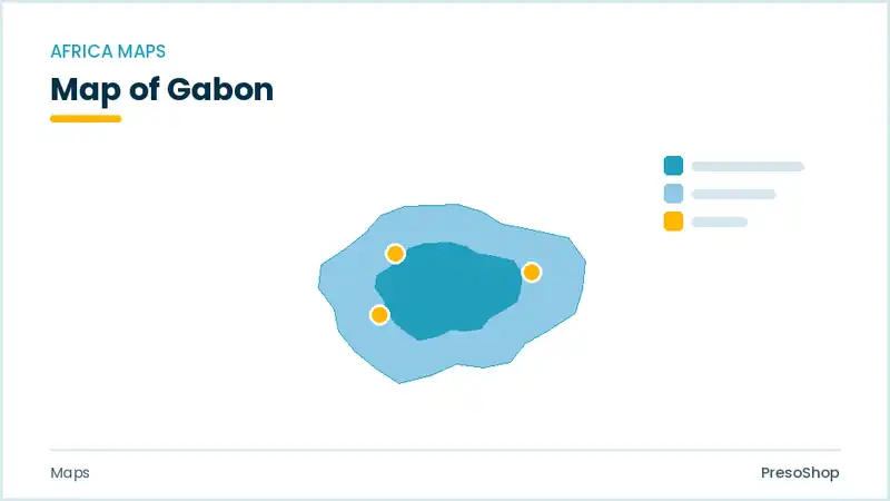 Editable PowerPoint outline map of Gabon in Africa, drawn as recolourable vector shapes for market and territory slides