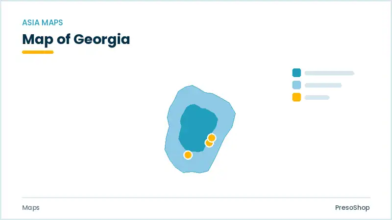 Editable PowerPoint outline map of Georgia in Asia, drawn as recolourable vector shapes for market and territory slides