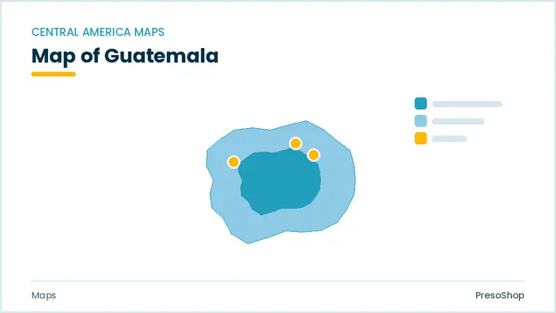 Editable PowerPoint outline map of Guatemala in Central America, drawn as recolourable vector shapes for market and territory slides