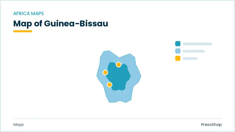 Editable PowerPoint outline map of Guinea-Bissau in Africa, drawn as recolourable vector shapes for market and territory slides