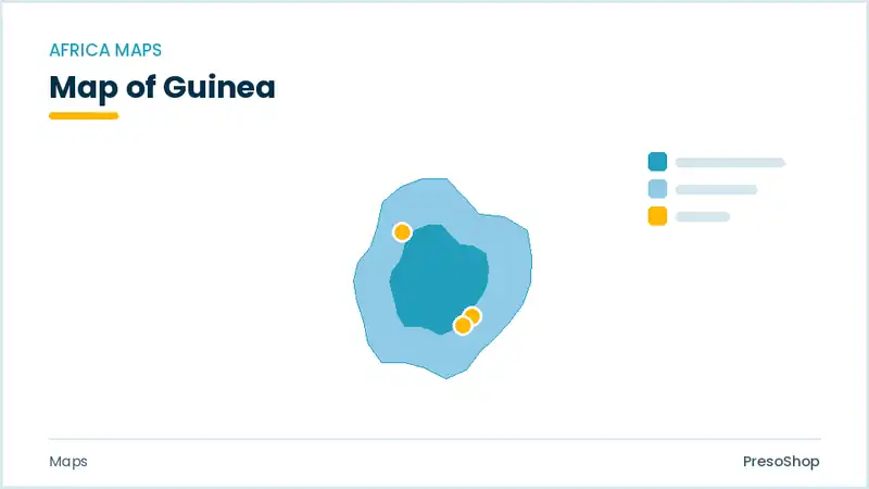 Editable PowerPoint outline map of Guinea in Africa, drawn as recolourable vector shapes for market and territory slides