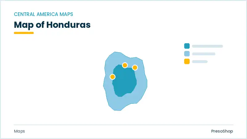 Editable PowerPoint outline map of Honduras in Central America, drawn as recolourable vector shapes for market and territory slides