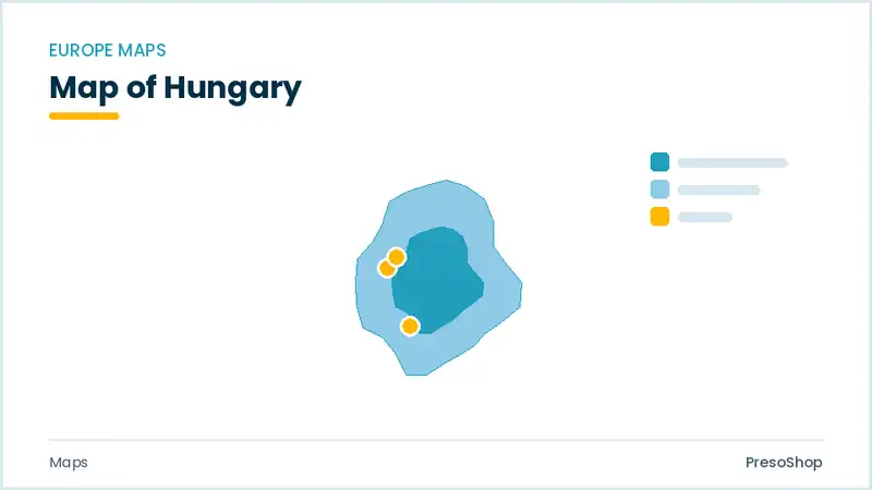 Editable PowerPoint outline map of Hungary in Europe, drawn as recolourable vector shapes for market and territory slides