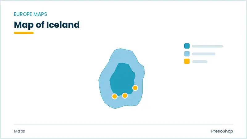 Editable PowerPoint outline map of Iceland in Europe, drawn as recolourable vector shapes for market and territory slides